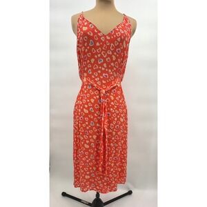 Allie Grace Midi‎ Dress Heart Print Sleeveless Casual Summer Dress Small